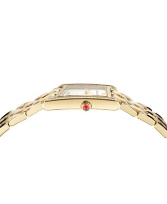 Women's Swiss Asymetrique Diamond Accent Gold Ion Plated Bracelet Watch 22x36mm