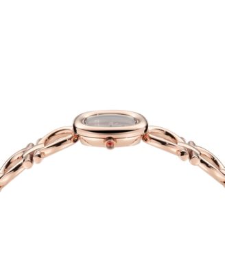 Women's Swiss Double Gancini Rose Gold Ion Plated Link Bracelet Watch 25mm
