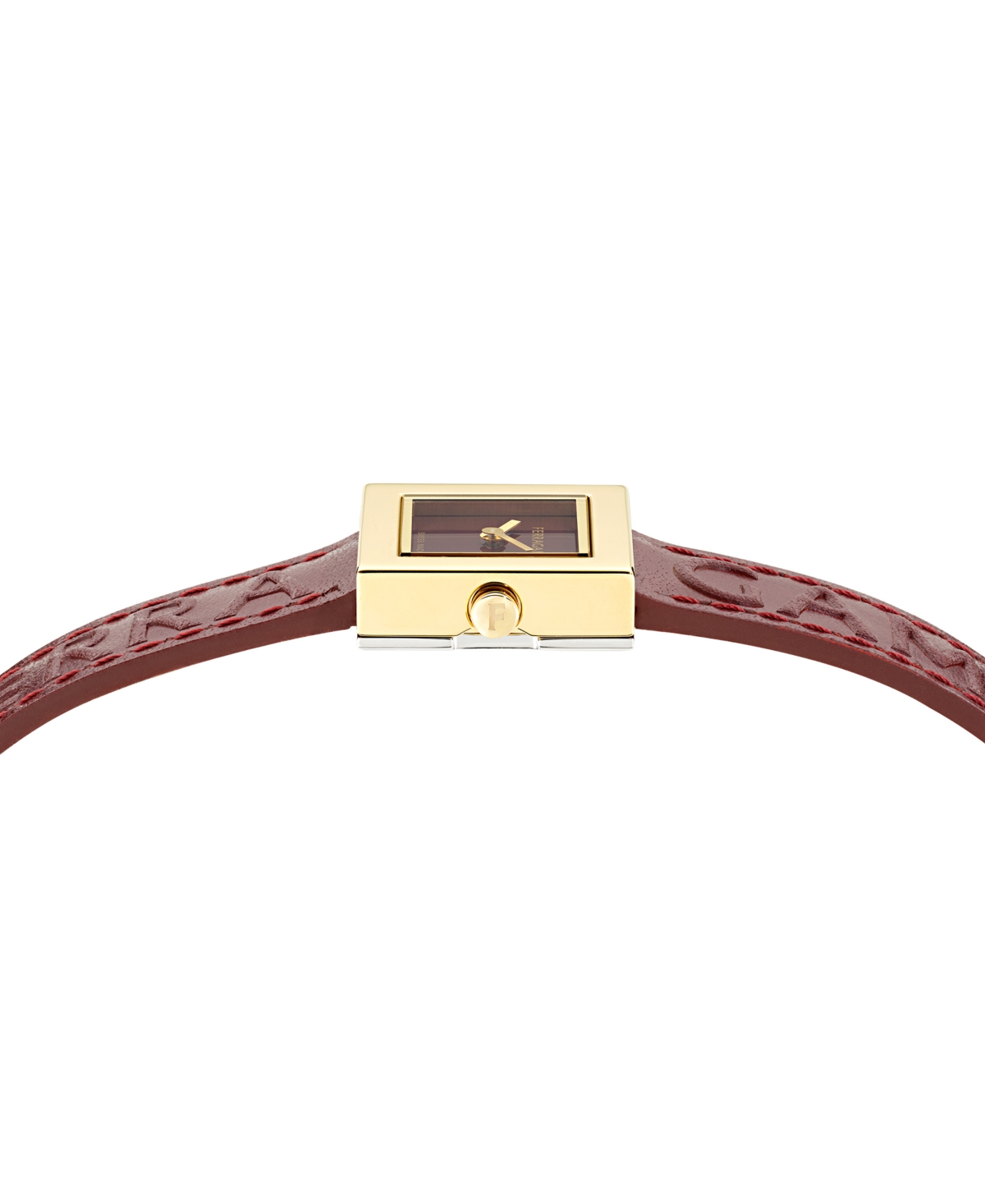 Ferragamo Women's Swiss Portrait Burgundy Leather Strap Watch 20mm In Gold