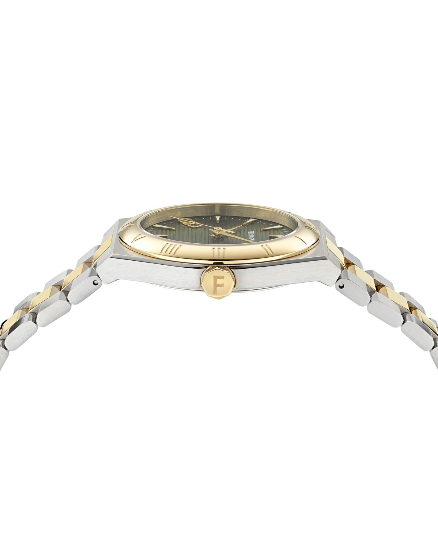 Мужские часы Ferragamo Swiss Vega Two-Tone Stainless Steel Bracelet Watch 40mm — фото 2