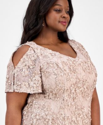 Plus Size V-Neck A-Line Sequin Dress