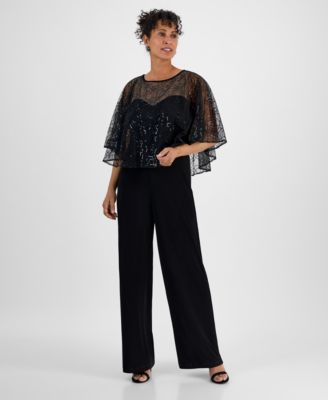 Connected - Women's Sequin Mesh Wide-Leg Jumpsuit