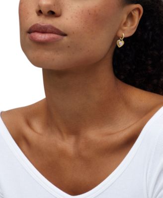 Amethyst or Garnet (1/2 ct. t.w.) & White Topaz (1/8 ct. t.w.) Heart Drop Earrings in 14K Yellow Gold Over Sterling Silver