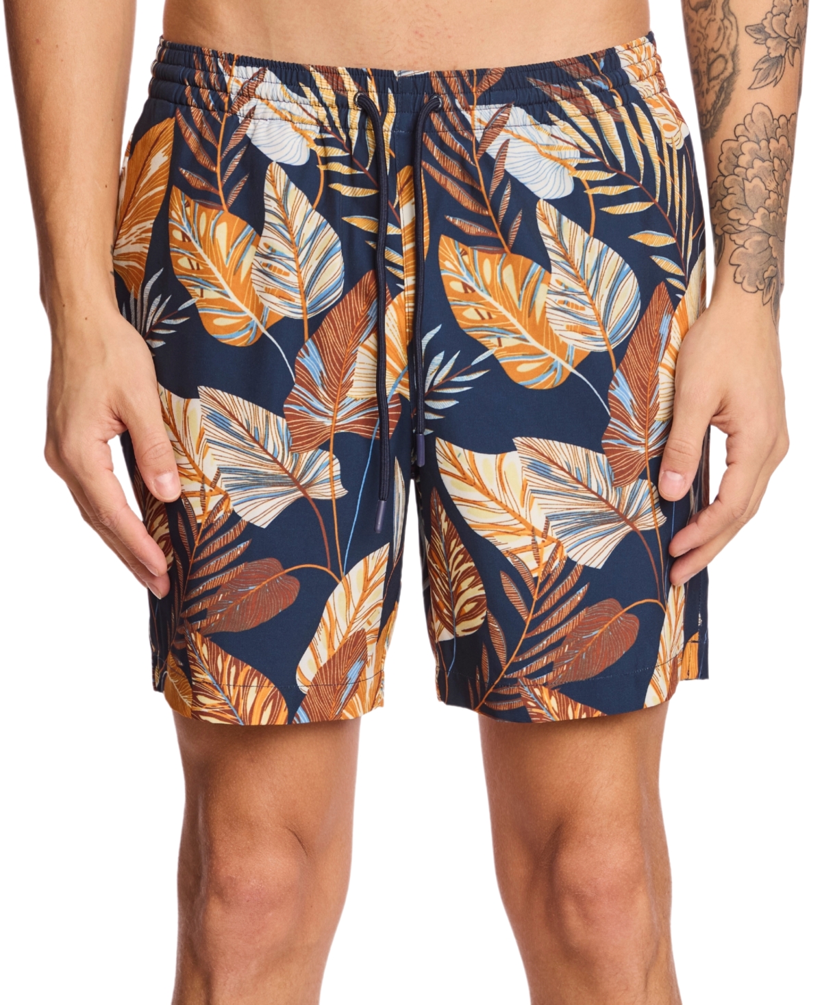 Paisley & Gray Men's Gilligan Regular-fit Abstract Floral 6" Swim Trunks In Burgundy