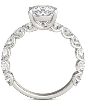 Moissanite Cushion & Round Engagement Ring (3-1/2 ct. t.w. Diamond Equivalent) in 14k White Gold