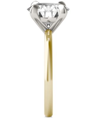 Moissanite Classic Basket Solitaire Engagement Ring (3 ct. t.w.) in Two-Tone 14k Gold