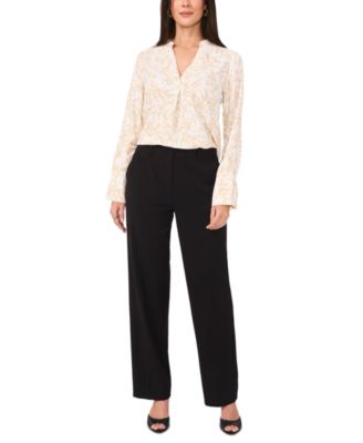 Women's Printed V-Neck Long-Sleeve Top