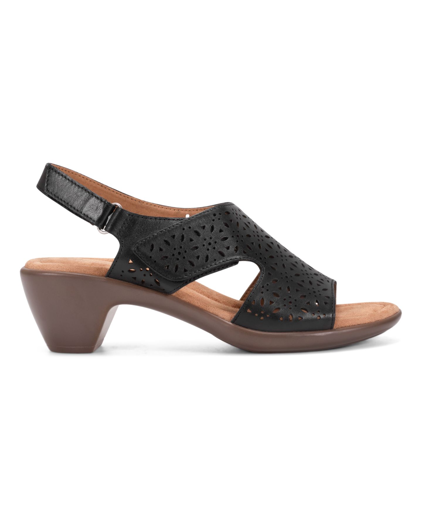Женские сандалии Easy Spirit Calix Laser Cut Leather Slingback, цвет: Чёрный кожаный — фото 2