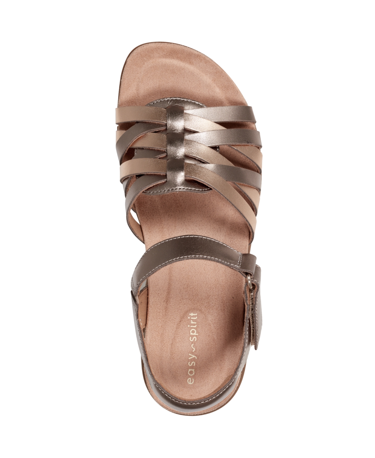 Shop Easy Spirit Women's Marlene Woven Flat Sandals In Bronze,gold Leather