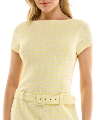 Juniors' Boucle Belted Mini Dress