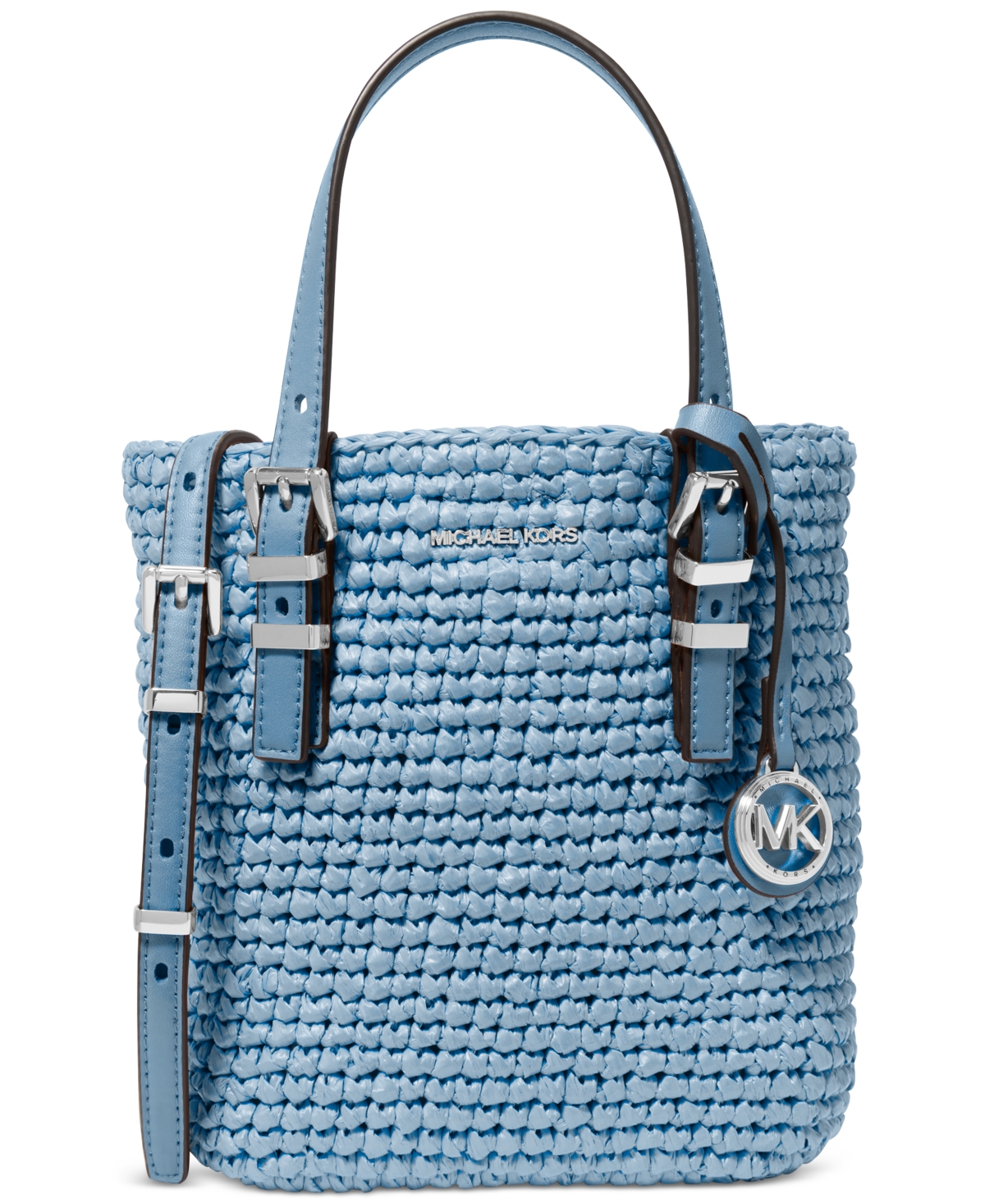 Michael Kors Michael  Quinn Small North South Woven Tote Crossbody In Chambray