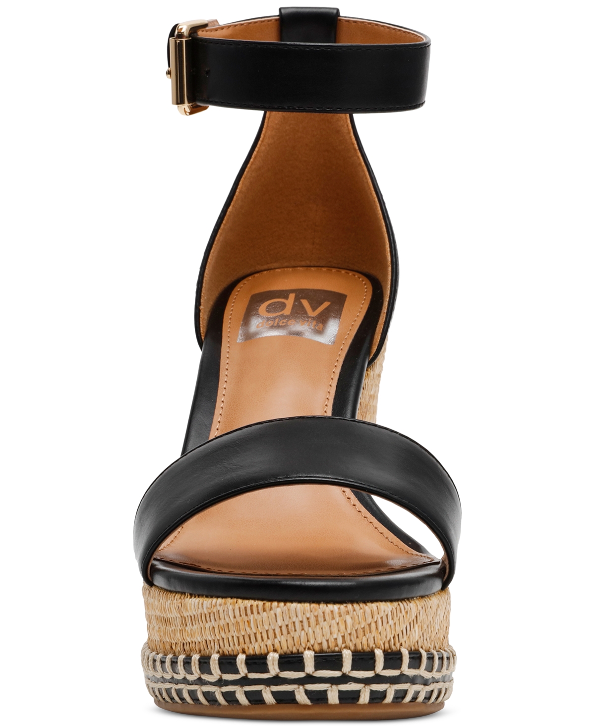 Dv Dolce Vita Women's Tammara Ankle-strap Platform Whipstitch Wedge Sandals In Black