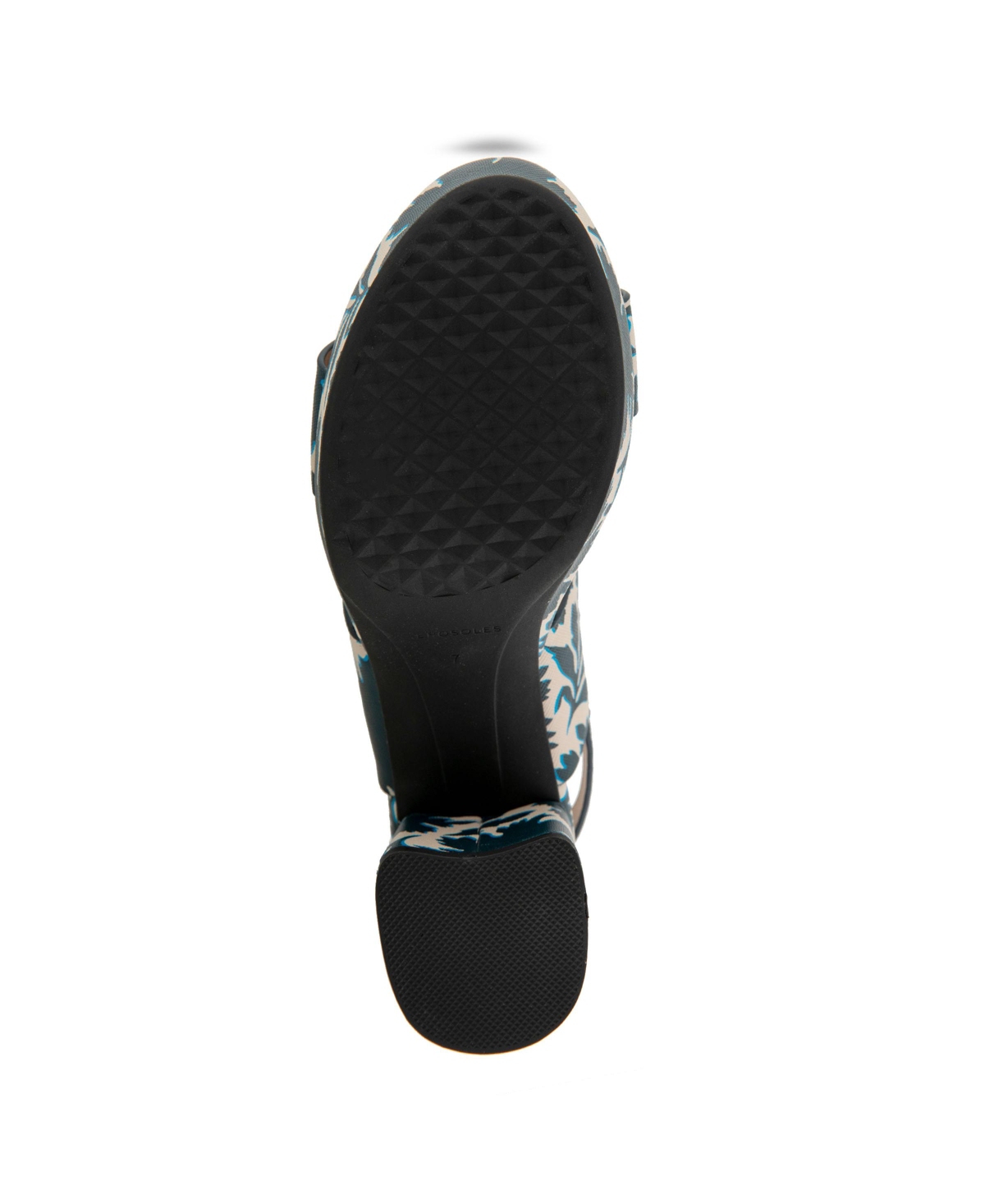 Shop Aerosoles Women's Camilia Round Toe Platform Sandals In Navy,eggnog Printed Floral Faux Leather