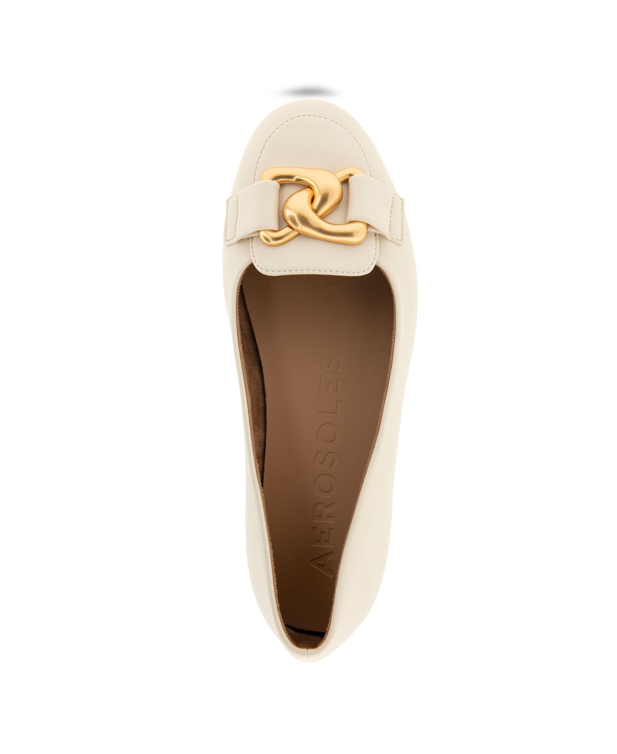 Shop Aerosoles Women's Bell Almond Toe Ballet Flats In Eggnog Faux Leather
