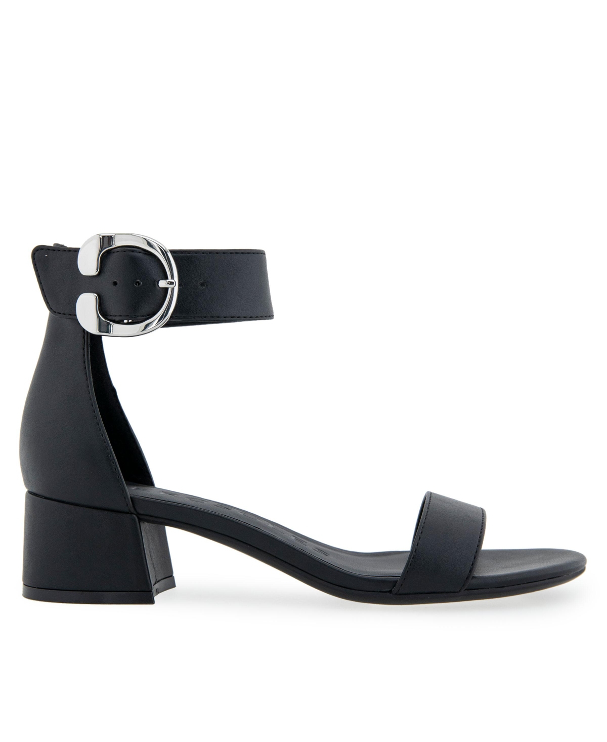 Shop Aerosoles Women's Carew Round Toe Dress Sandals In Black Faux Leather