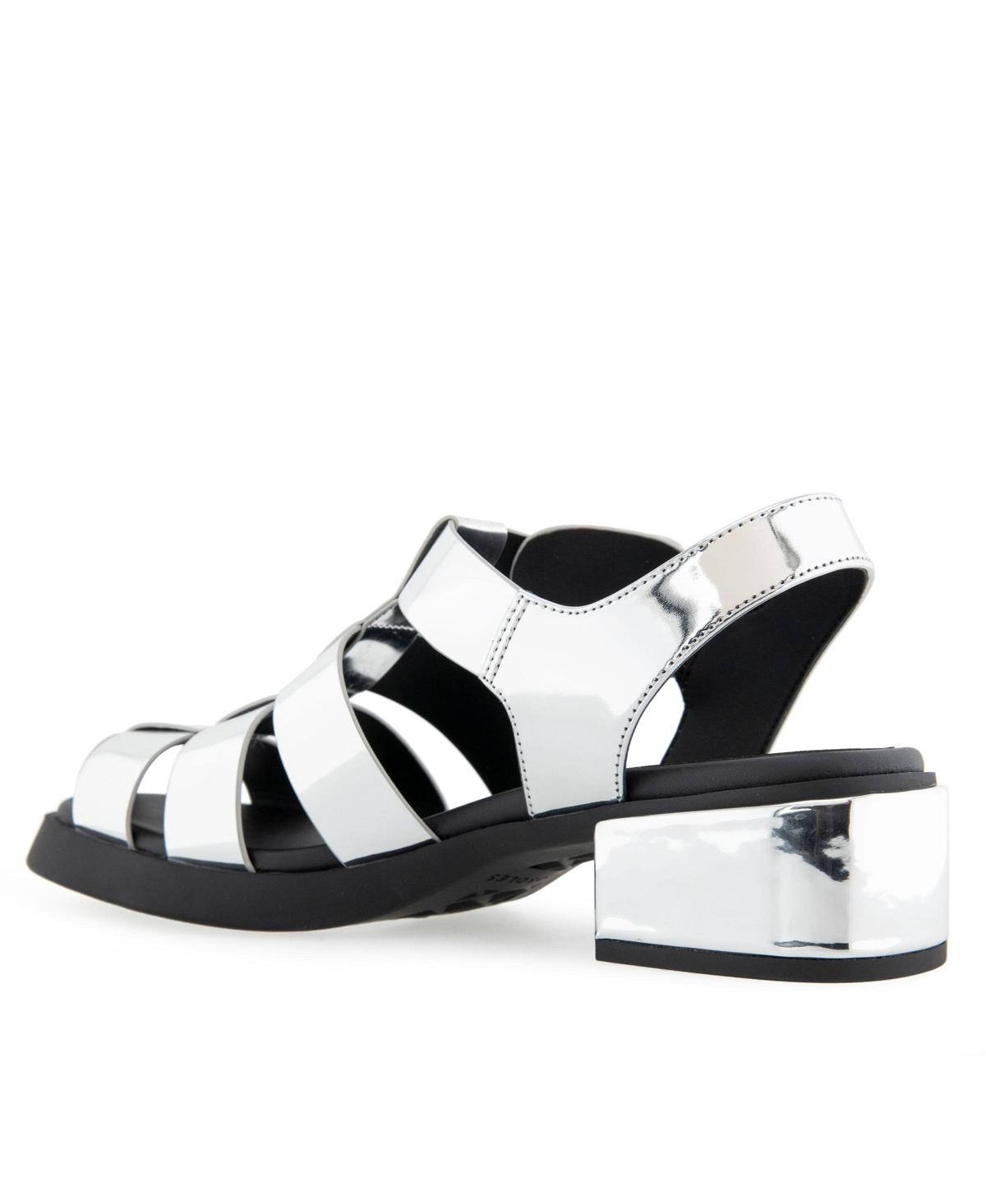 Shop Aerosoles Women's Dapper Fisherman Almond Toe Flats In Silver Mirror Metallic Faux Leather