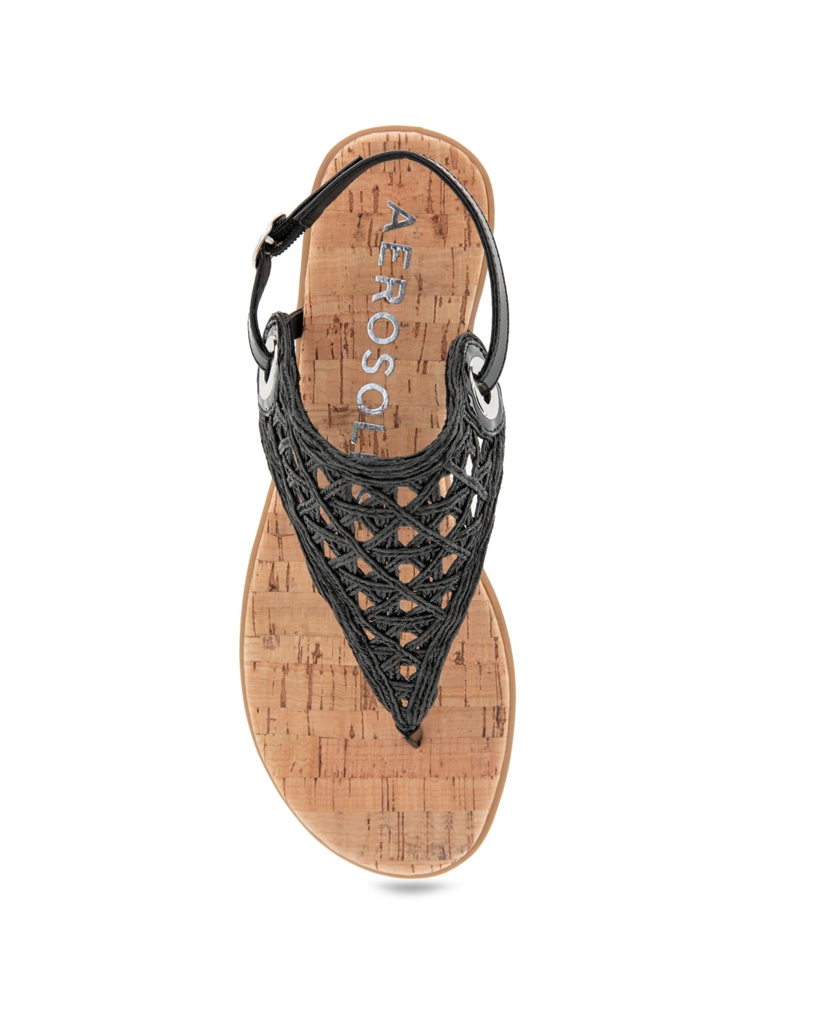 Shop Aerosoles Women's Conclusion Thong Open Toe Sandals In Black Crochet Raffia