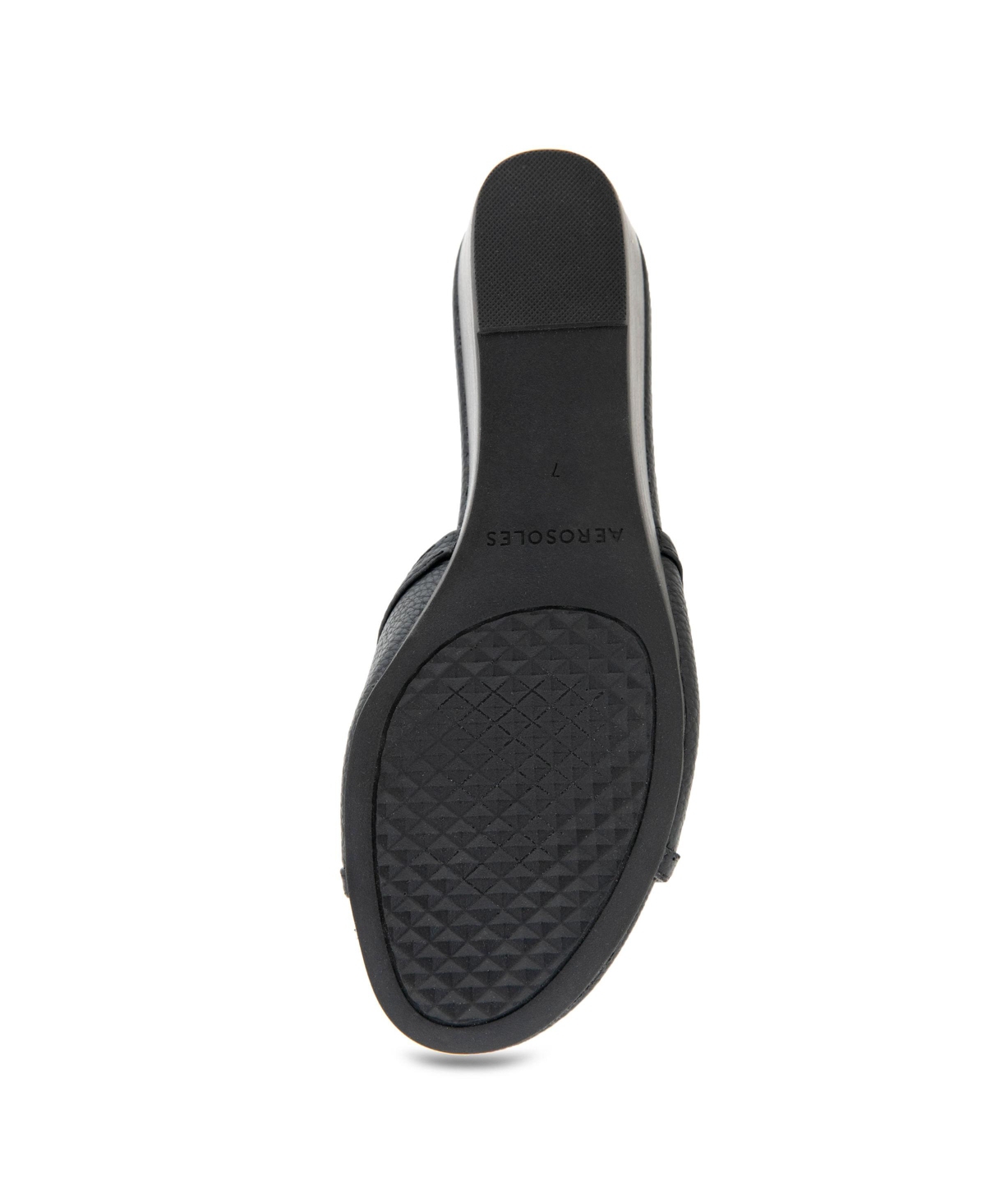 Shop Aerosoles Women's Wava Round Toe Wedge Sandals In Black Pebbled Faux Leather