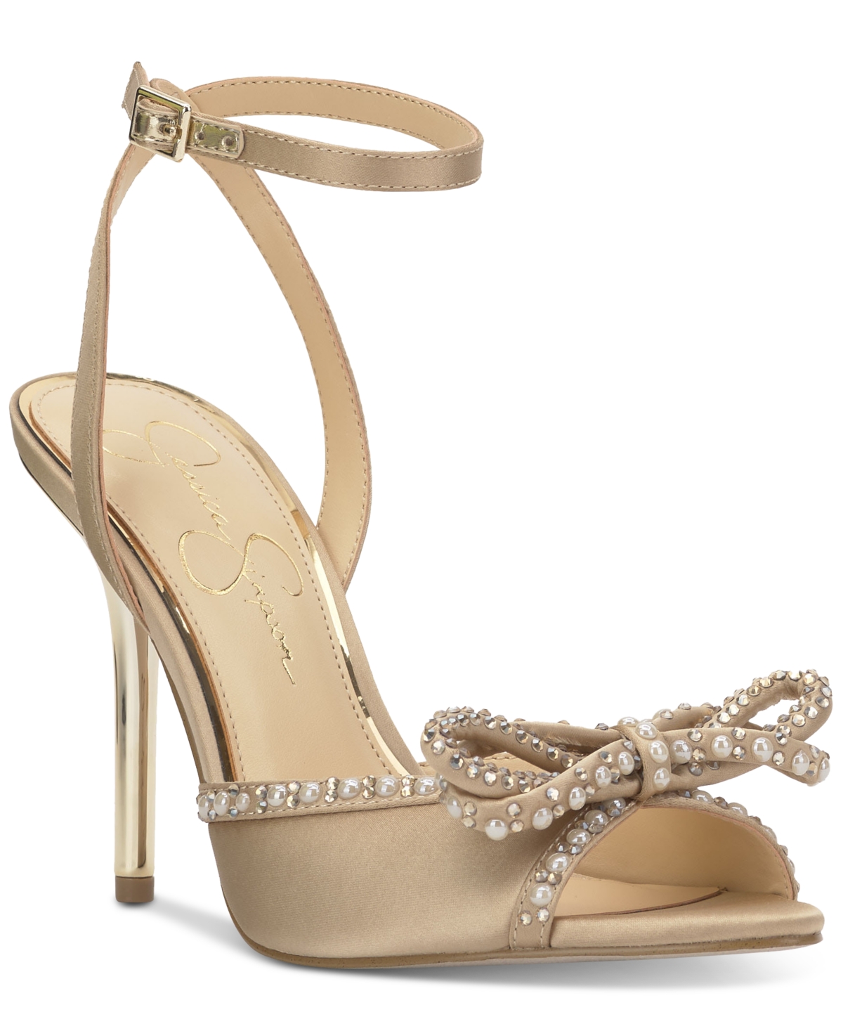 Women's Nolira Two-Piece Rhinestone Bow Dress Sandals - Champagne Multi