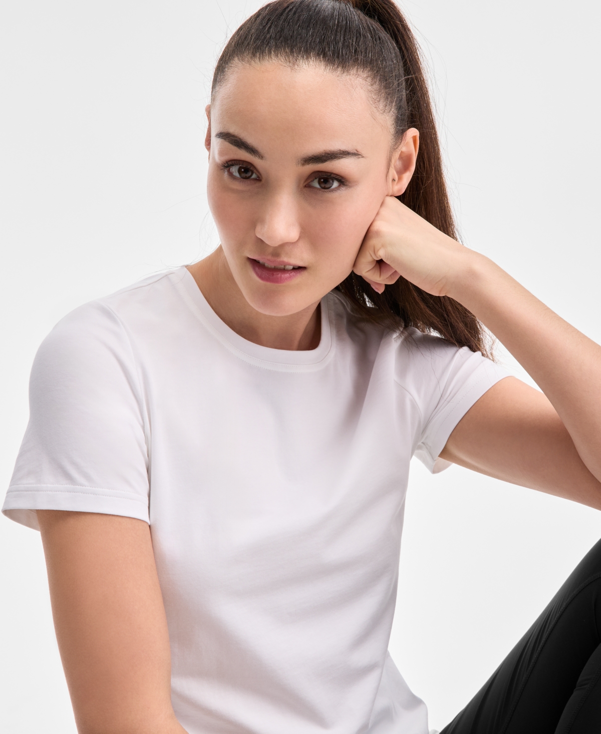 Id Ideology Women's Essential Cotton Short-sleeve T-shirt, Exclusively At Macy's In Bright White