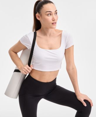 Ideology Women's Soft Rib Short-Sleeve Crop Top, Exclusively at Macy's
