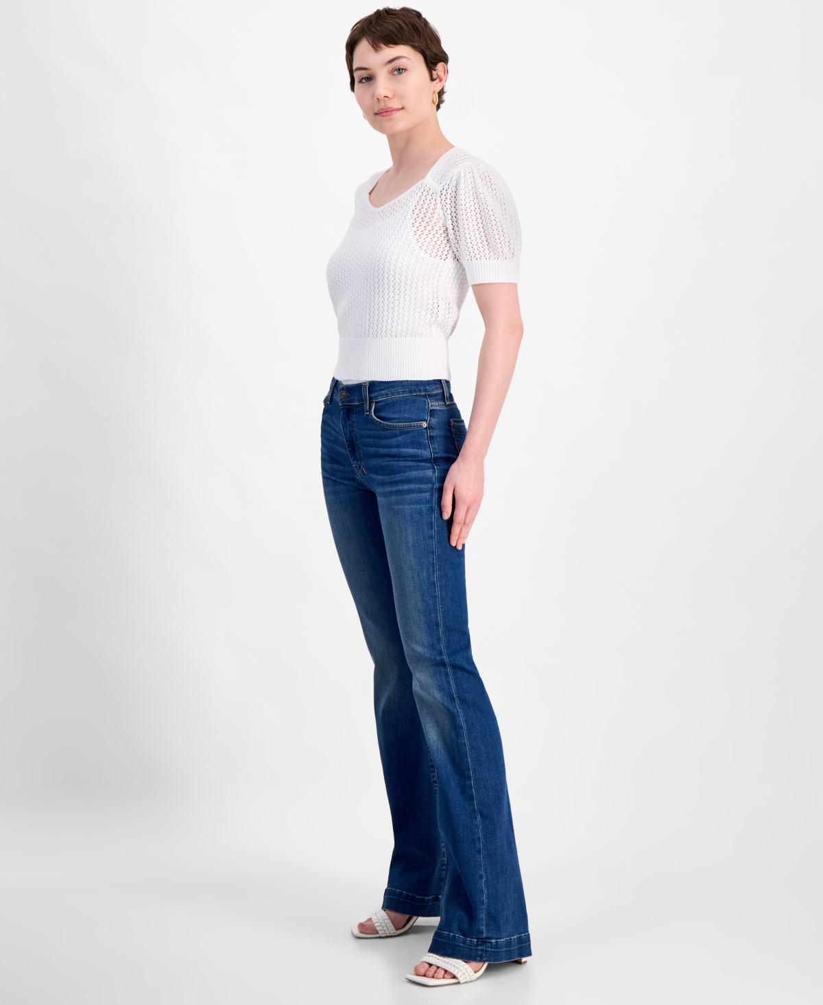 7 For All Mankind Women's Dojo Tailorless Flare-leg Jeans In Authentic Blue