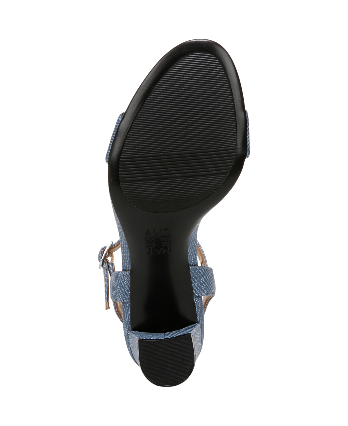 Shop Naturalizer Women's Bristol Block Heel Dress Sandals In Denim Blue Metallic Twill Faux Leather