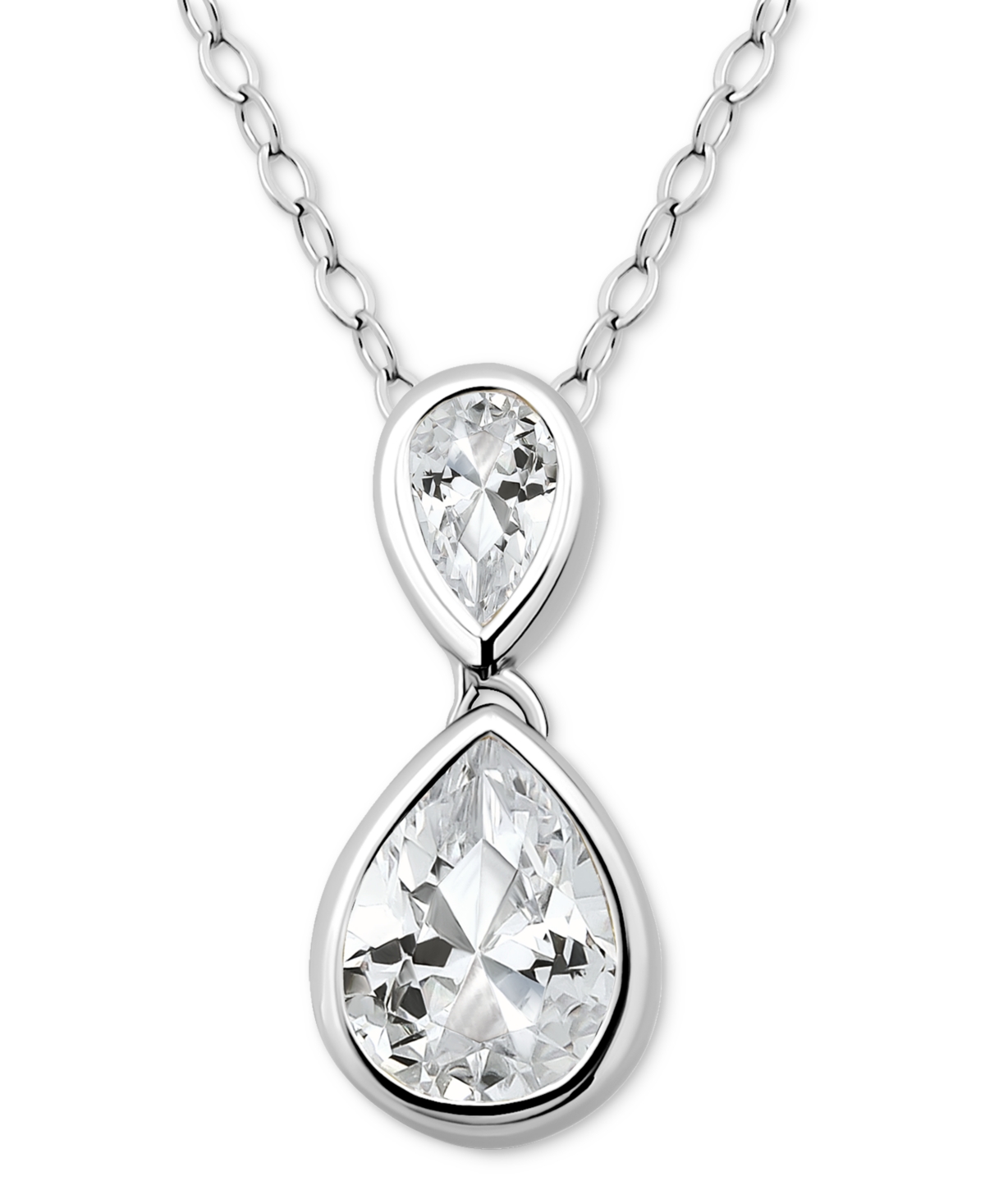 Giani Bernini Cubic Zirconia Pear Pendant Necklace (3-3/4 Ct. T.w.) In Sterling Silver, 16" + 2" Extender In Silver