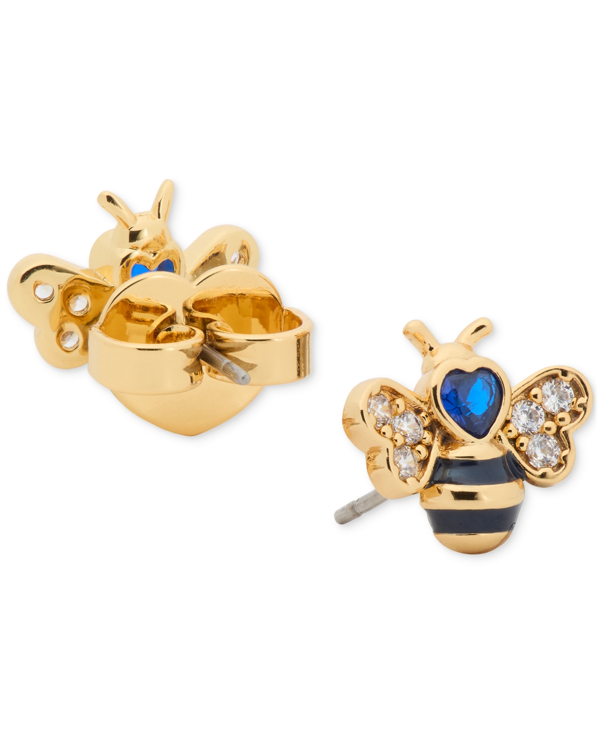 Shop Kate Spade Gold-tone Cubic Zirconia Bee Stud Earrings In Multi
