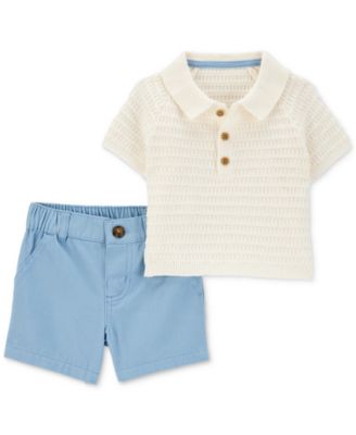 Carter's - Baby Boys 2-Pc. Polo Sweater & Shorts Set