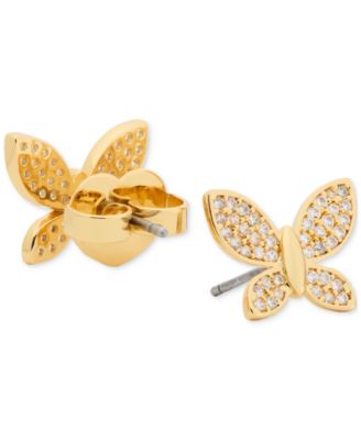 Lucky Charm Gold-Tone Pav&eacute; Crystal Butterfly Stud Earrings