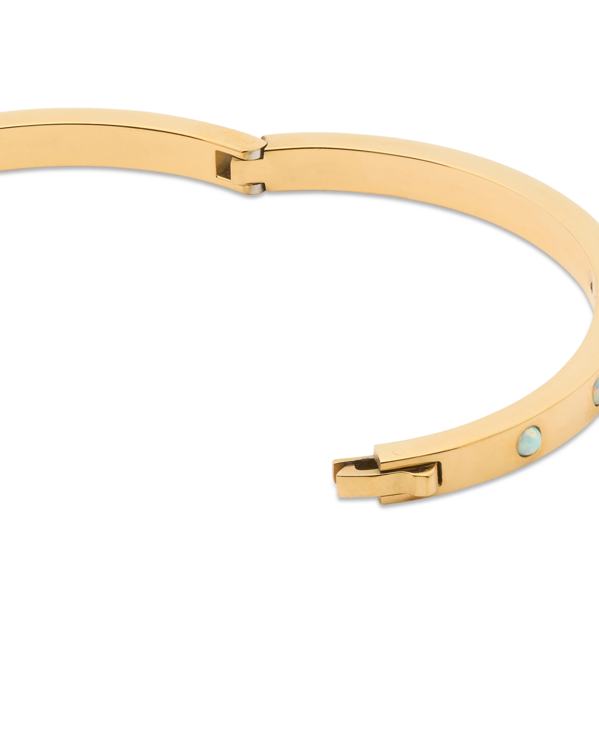 Shop Kate Spade Set In Stone Gold-tone Hinge Bangle Bracelet In Opal