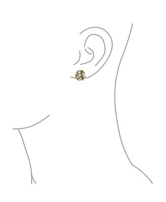 Twisted Cable Love Knot Clip-On Earrings Two-Tone Non-Pierced Black & Gold