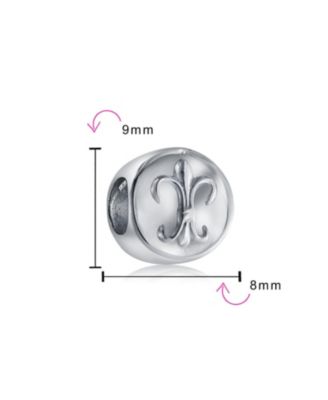 Symbolic Flower Fleur De Lis Charm Bead Sterling for European Bracelets