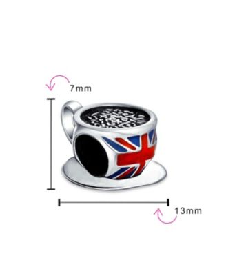 Travel England Union Jack Charm Bead Sterling Silver European Bracelet