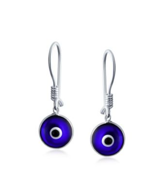 Spiritual Protection Nazar Evil Eye Dangle Earrings Sterling Hooks