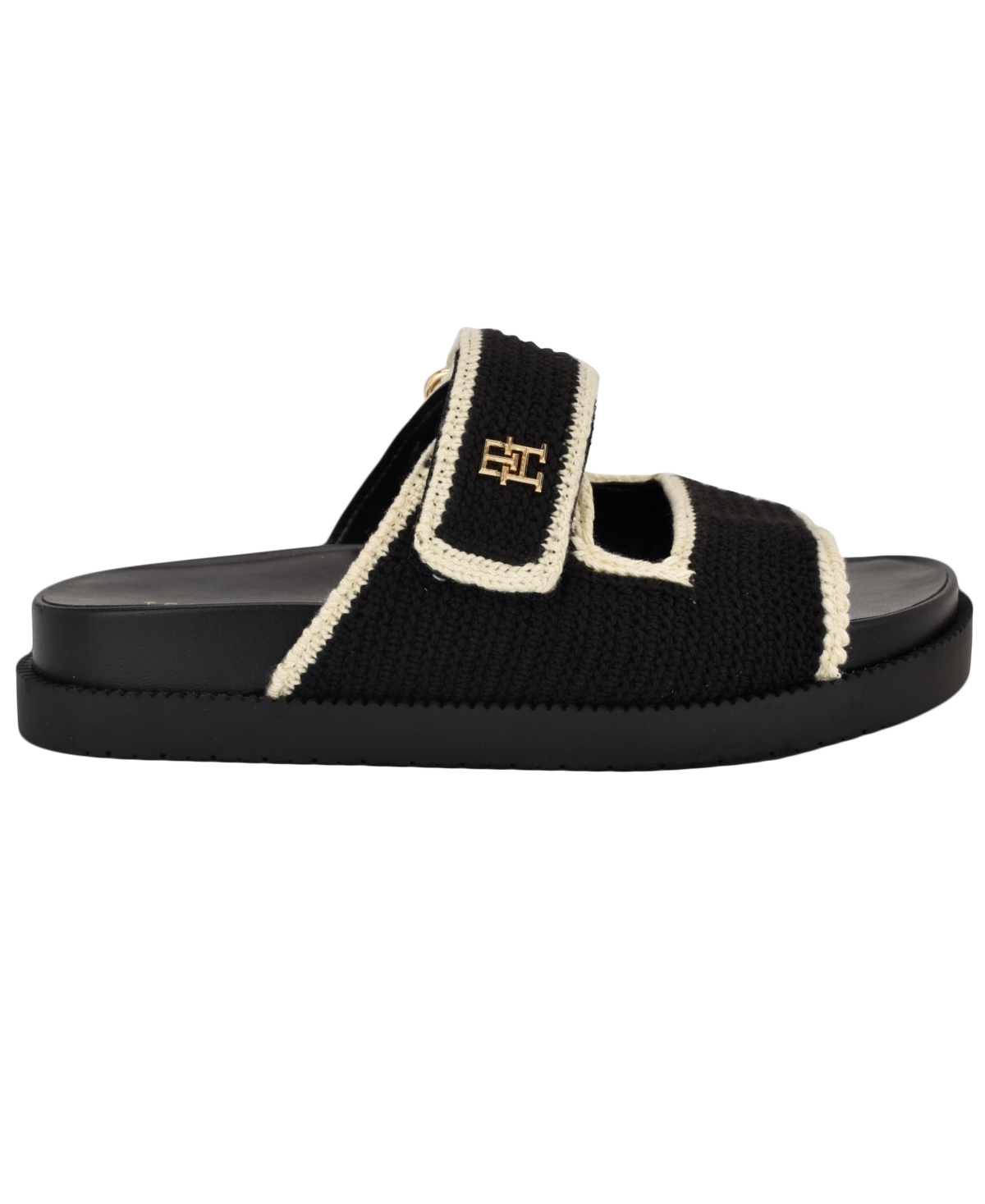 TOMMY HILFIGER WOMEN'S LANDYN CROCHET DOUBLE BAND FLAT SANDALS 