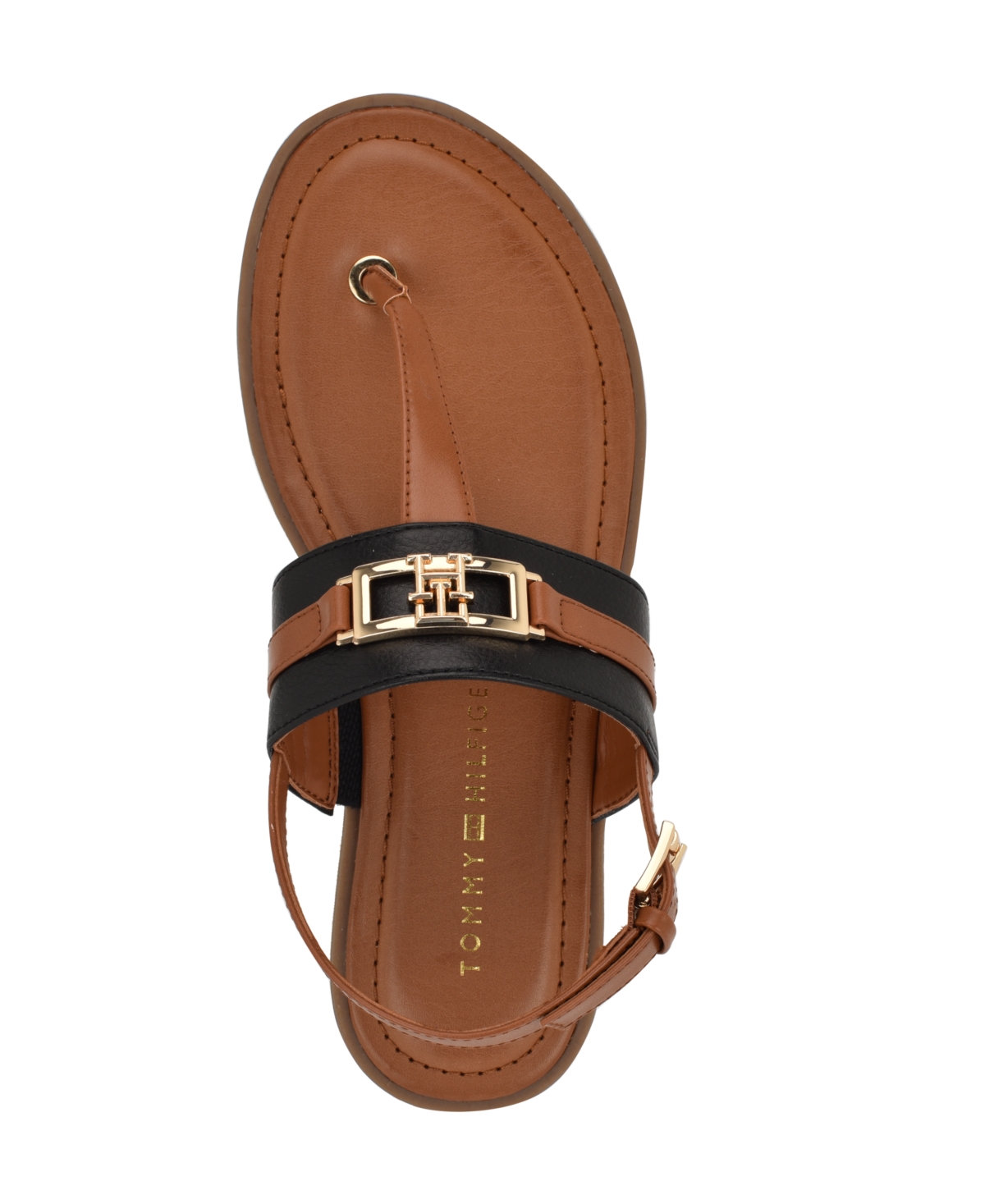 Tommy Hilfiger Women's Carree T-strap Flat Sandals In Black,brown