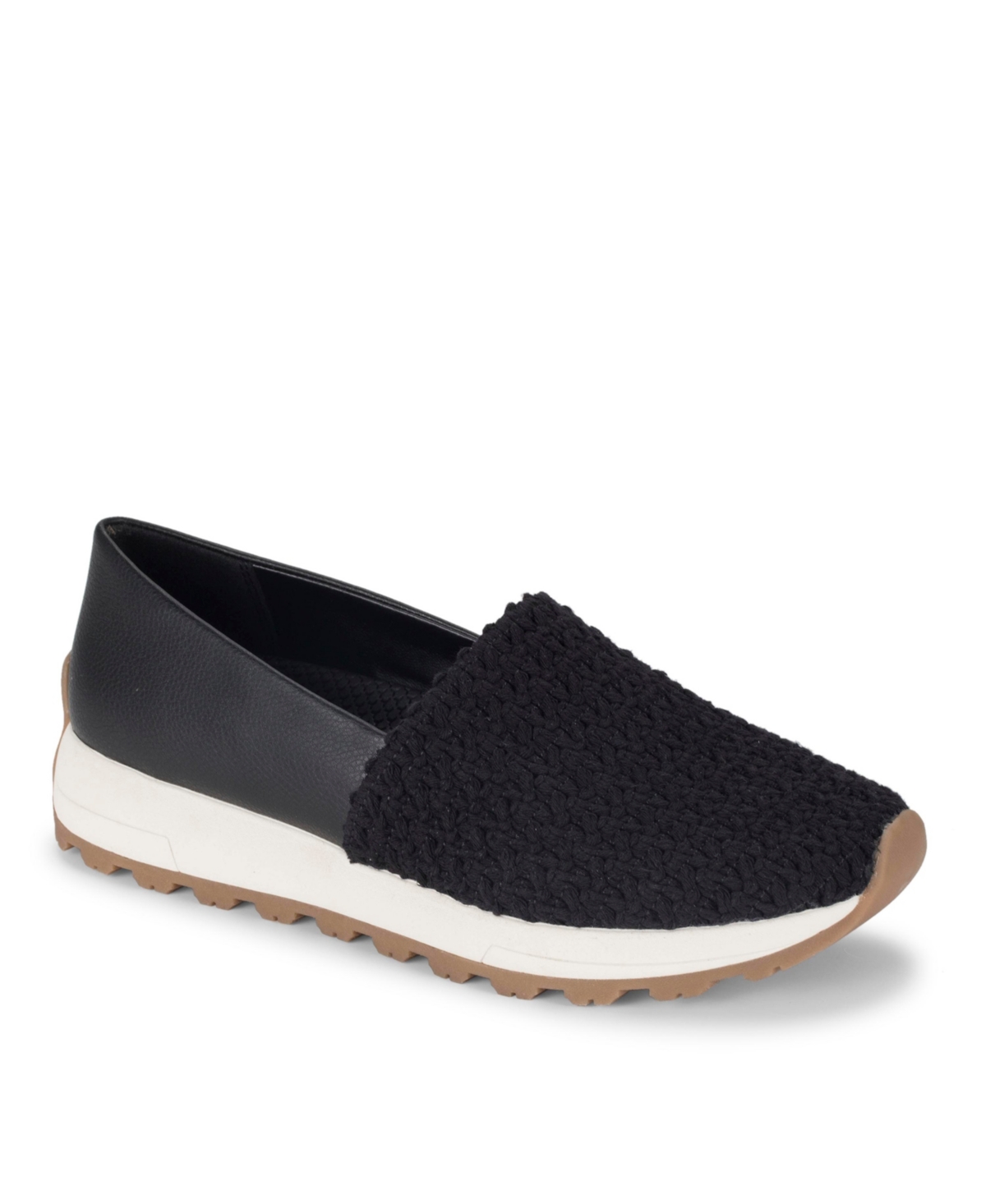 Baretraps Gennie Womens Faux Leather Slip-on Loafers In Black Crochet