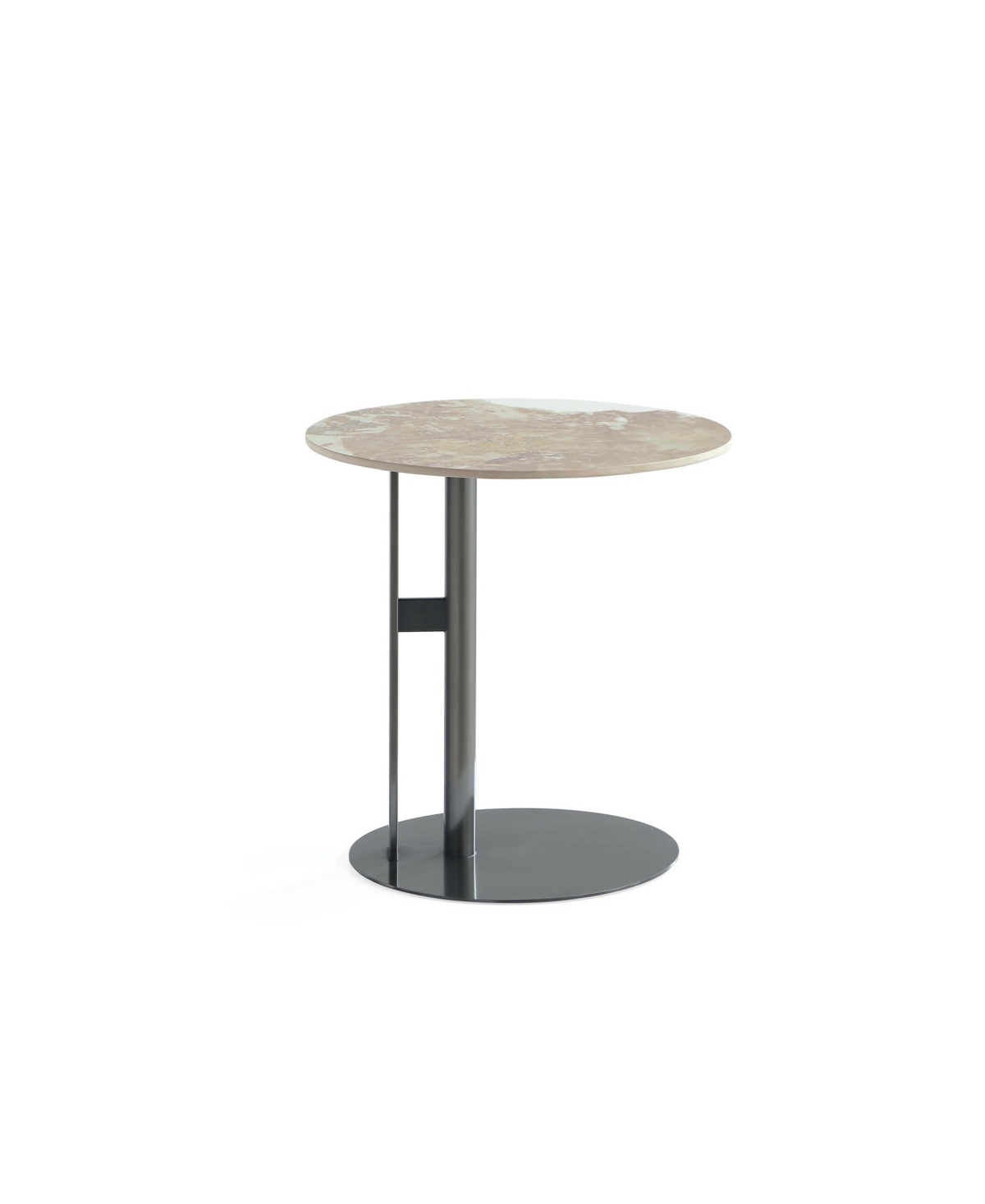Manhattan Comfort 19.68" Alondra Modern Round Sintered Stone Top End Table In Black