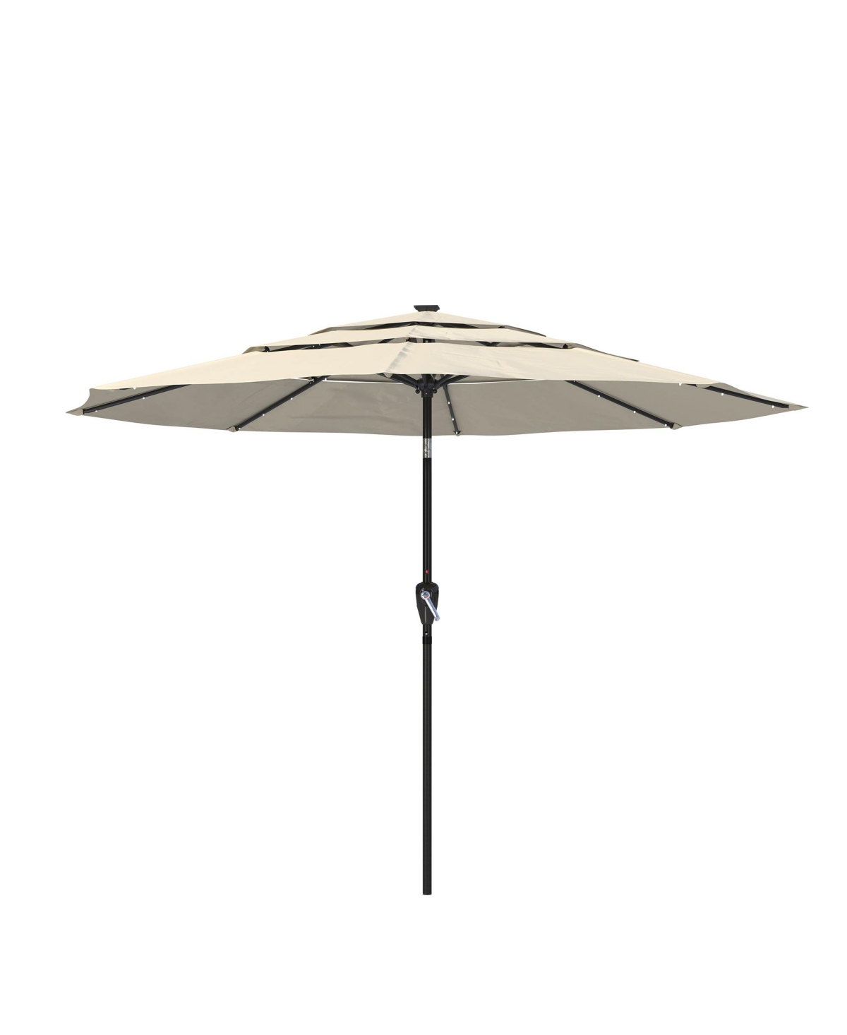 10 Ft Patio Umbrella with Solar Lights 3-Tier Outdoor Table Umbrella Market Umbrella Pool Umbrella Outdoor Umbrellas for Patio, Red - Navy blue