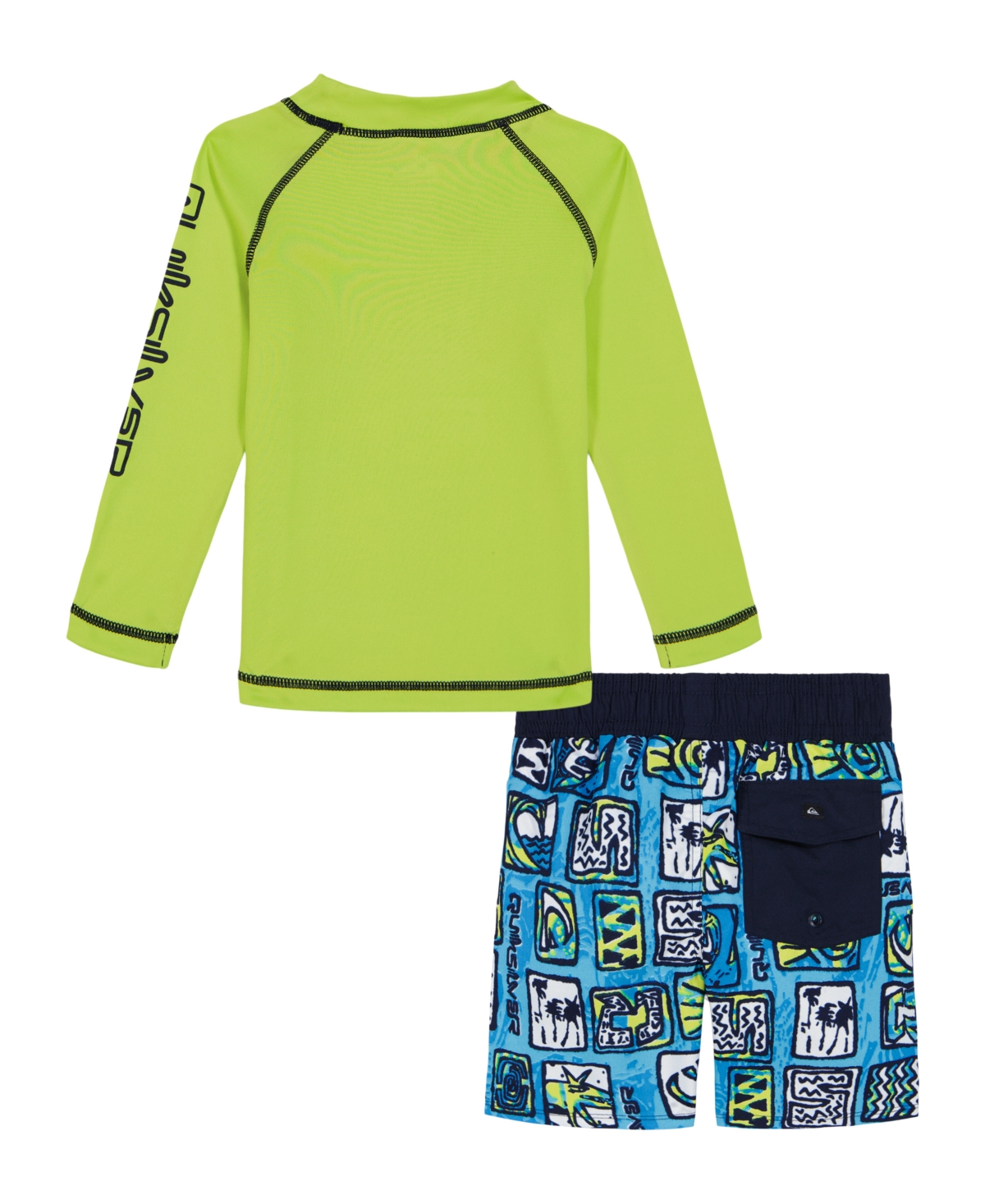 QUIKSILVER LITTLE AND TODDLER BOYS LONG SLEEVE RASHGUARD AND PRINTED BOARDSHORTS, 2 PIECE SET 