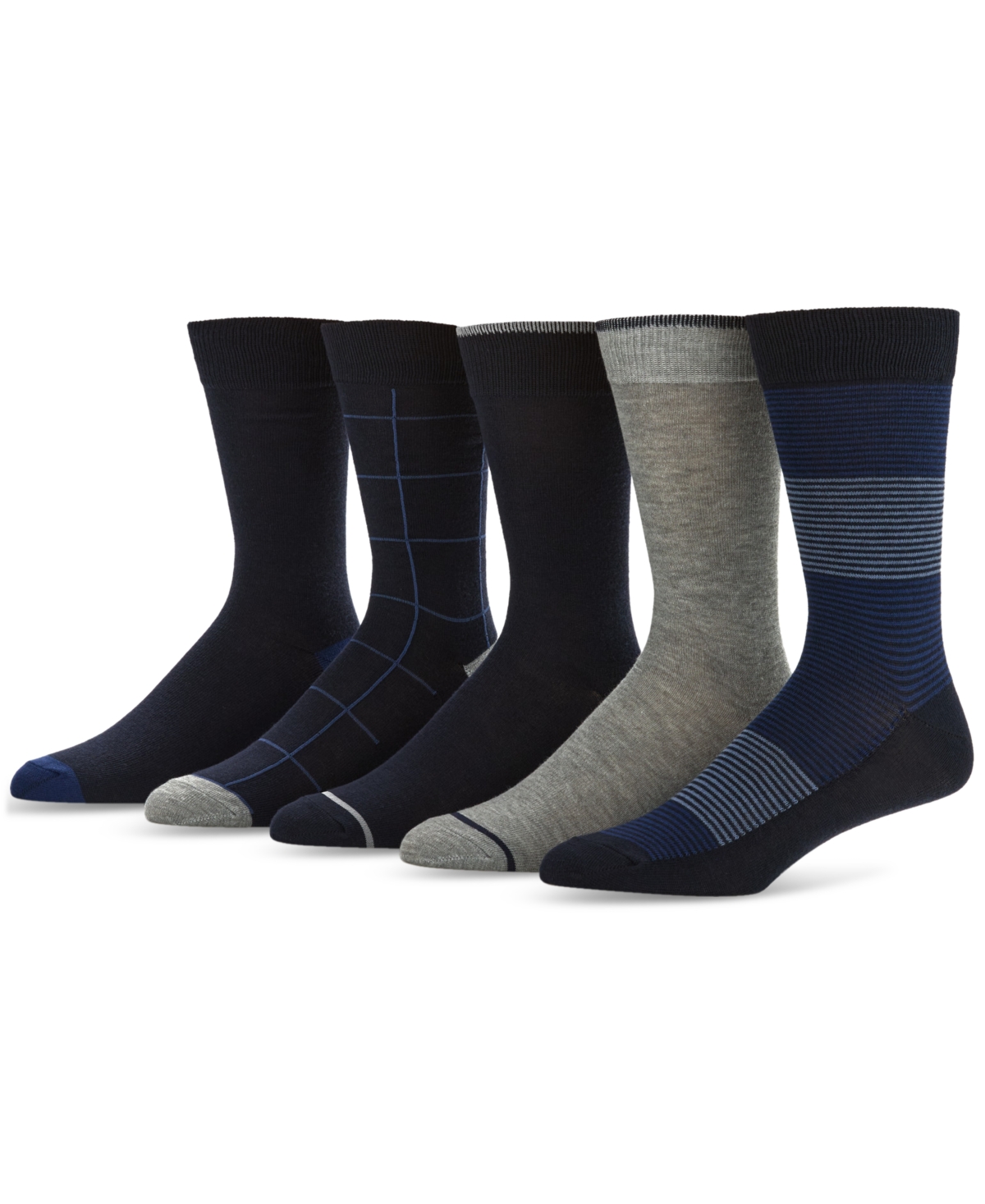 Men's Patterned Crew Socks, 5-pack - Dark Band