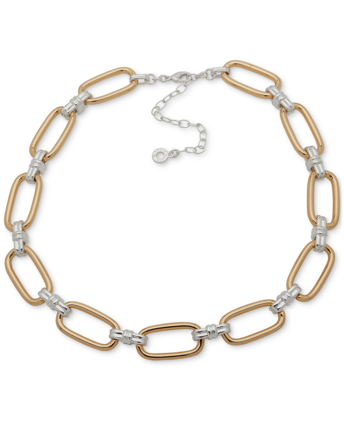 Two-Tone Link Collar Necklace, 16" + 3" extender - Gold/Silver