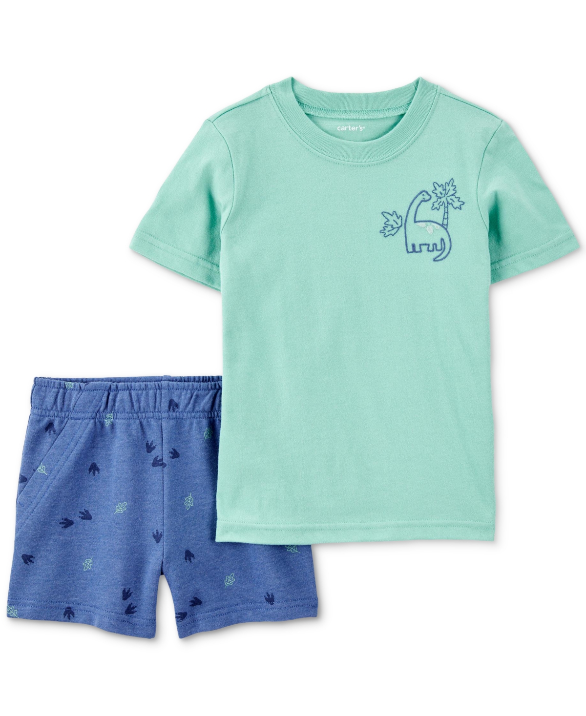 Carter's Toddler Boys 2-piece Dinosaur Shirt & Shorts Set In Blue,green