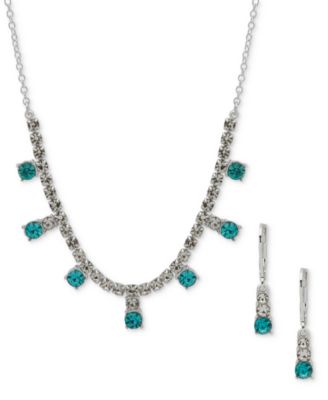 Anne Klein - Silver-Tone Crystal Cup Chain Frontal Necklace & Earrings Set
