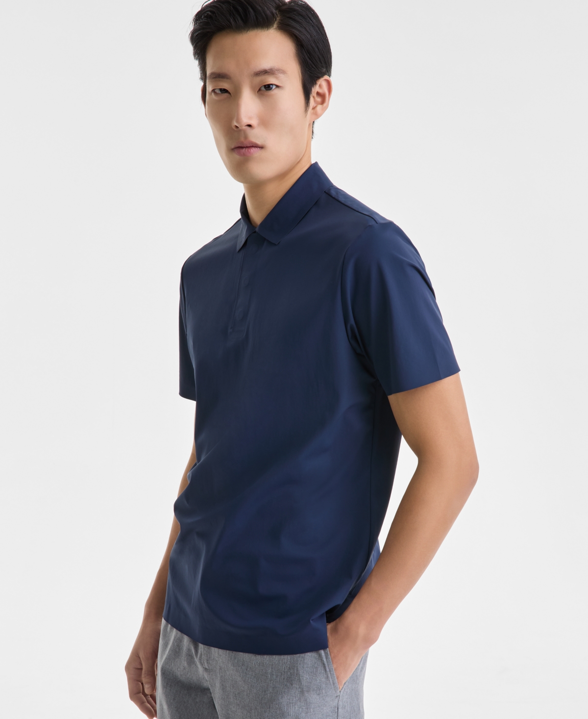 Men's Laser Cut Short Sleeve Performance Polo Shirt, Exclusively at Macy's - Neo Navy