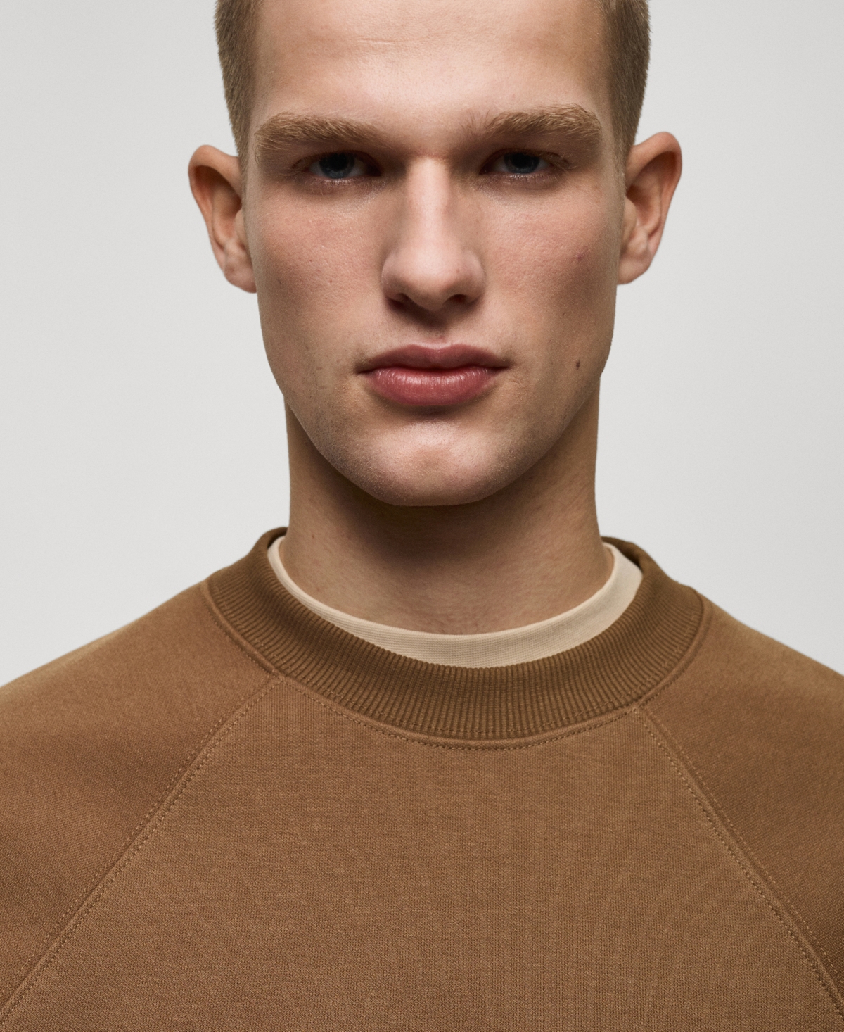 Mango Relaxed Fit Crewneck Sweatshirt In Medium Brown