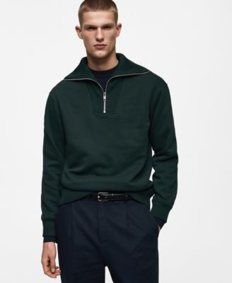 MANGO - Men's EU Regular Fit Zip Neck Sweatshirt
