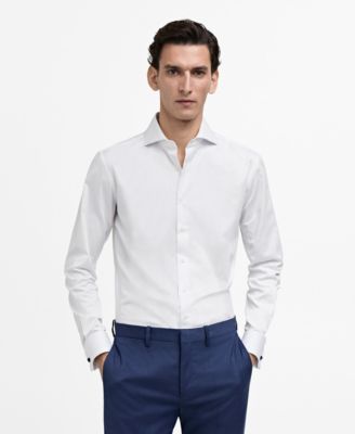 MANGO - Men's EU Slim-Fit Twill Fabric Dress Shirt
